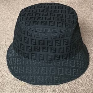 F1056 Fendi women's black monogram hat size M NWOT